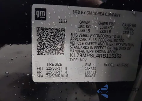 2024 Chevrolet Trailblazer Fwd Lt из США, поврежденный, VIN KL79MPSL4RB115162